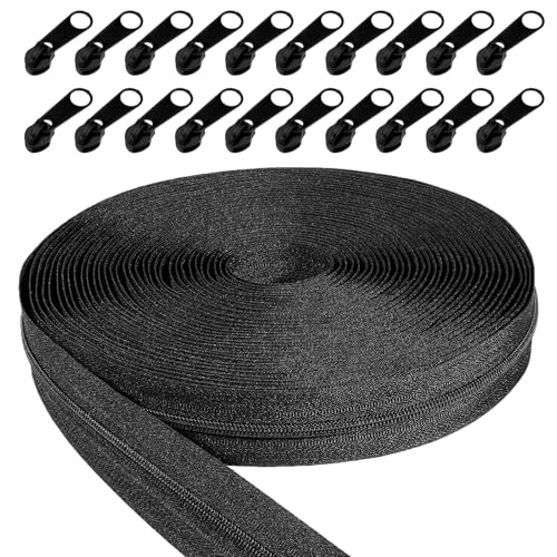 Endlos Reissverschluss, Nylon Coil Reißverschlüsse Bulk 10m, 5mm Nylon Endlosreißverschluss Reißverschluss Endlos, Mit 20 Reißverschlusszügen, Für Tasche, Kleidung, Bettwäsche, Schwarz Endlos Reissverschluss, Nylon Coil Reißverschlüsse Bulk 10m, 5mm Nylon Endlosreißverschluss Reißverschluss Endlos, Mit 20 Reißverschlusszügen, Für Tasche, Kleidung, Bettwäsche, Schwarz von YUNXCNA