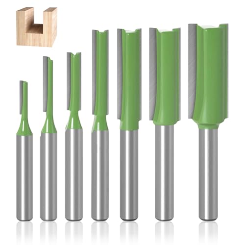 Fräser für Oberfräse, 7 Stück Alloy Router Bits, Multi Size Messer Set, Double Edge Straight Router Bits, Zubehör für die Holzbearbeitung, 6 mm Schaft, für Holzschneiden, Holzbearbeitung DIY, Grüne Fräser für Oberfräse, 7 Stück Alloy Router Bits, Multi Size Messer Set, Double Edge Straight Router Bits, Zubehör für die Holzbearbeitung, 6 mm Schaft, für Holzschneiden, Holzbearbeitung DIY, Grüne von YUNXCNA