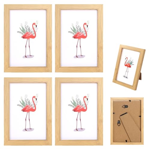 Holz Fotorahmen, 17,4x12,2cm Hölzerner Fotorahmen, 4 Stück MDF Rahmen, Echtholz Bilderrahmen für 15x10 cm Bilder, Holzrahmen Freistehend und Wandmontierbar, für Darstellung von Kunstwerken, Puzzles Holz Fotorahmen, 17,4x12,2cm Hölzerner Fotorahmen, 4 Stück MDF Rahmen, Echtholz Bilderrahmen für 15x10 cm Bilder, Holzrahmen Freistehend und Wandmontierbar, für Darstellung von Kunstwerken, Puzzles von YUNXCNA