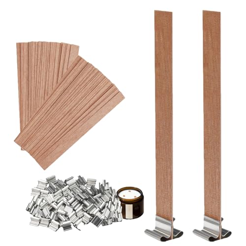 Kerzen Machen Holzdocht, 100 Stück Holz Kerzendochte für Kerzen, 13 x 130 mm Kerzen Holz Docht, Holzkerzendocht mit 100 Stück Eisenständer, Convient Pour Dîners, L'intérieur et L'extérieur Kerzen Machen Holzdocht, 100 Stück Holz Kerzendochte für Kerzen, 13 x 130 mm Kerzen Holz Docht, Holzkerzendocht mit 100 Stück Eisenständer, Convient Pour Dîners, L'intérieur et L'extérieur von YUNXCNA