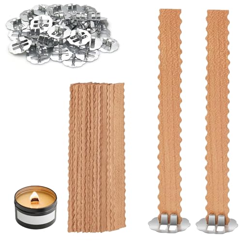 Kerzen Machen Holzdocht, 50 Stück Holz Kerzendochte für Kerzen, 13 x 130 mm Zuschneidbare Kerzendochte aus Holz, Spitze Holzkerzendocht mit 50 Stück Eisenständer, Geeignet für Partys, Abendessen Kerzen Machen Holzdocht, 50 Stück Holz Kerzendochte für Kerzen, 13 x 130 mm Zuschneidbare Kerzendochte aus Holz, Spitze Holzkerzendocht mit 50 Stück Eisenständer, Geeignet für Partys, Abendessen von YUNXCNA