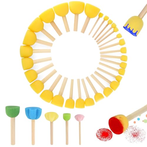 Schwammpinsel, 35 Stück Teiliges Schwammpinselset, Schaumstoffpinsel, Schwämme Rund Tupfpinsel, Runde Schwämme Tupfpinsel Set, Malschwamm aus Schaumstoff, für DIY Malerei Handwerk Keramik Werkzeuge Schwammpinsel, 35 Stück Teiliges Schwammpinselset, Schaumstoffpinsel, Schwämme Rund Tupfpinsel, Runde Schwämme Tupfpinsel Set, Malschwamm aus Schaumstoff, für DIY Malerei Handwerk Keramik Werkzeuge von YUNXCNA