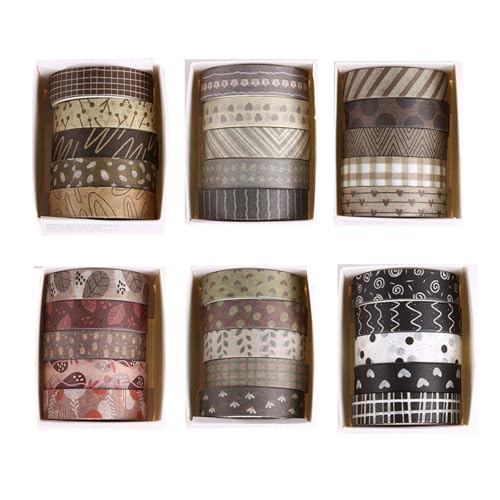 YUNXCNA 30 Rollen Washi Tape Set, Kreativband, Vintage Dekoband, Klebeband mit Reichhaltigen Drucken, Buntes Band, Waldstil, Klebeband aus Papier, Scrapbooking und Bastelband, 1cm Breit von YUNXCNA