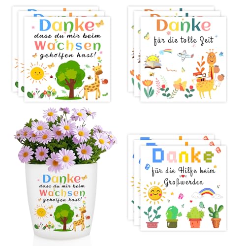 YUNYAKARSA 9PCS Aufkleber für Den Blumentopf, Danke, Dass du Mir Beim Wachsen Geholfen Hast, Abschiedsgeschenk Erzieherin, Danke für Kindergarten, Erzieherin Geschenk, Abschiedsgeschenk Kindergarten von YUNYAKARSA