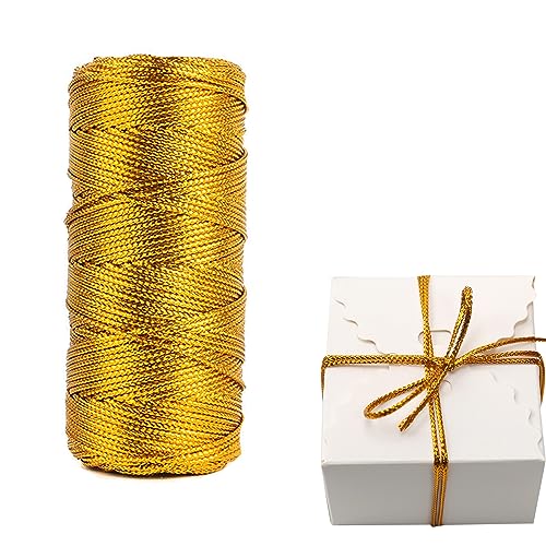 YUNYAN 1.5MM Gold Metallic Kordel goldene Schnur Bindfaden DIY Bastelschnur Verpackungsschnur Goldschnur Craft Cord Für Basteln Geschenkverpackung Ribbon Craft Making (100m) von YUNYAN