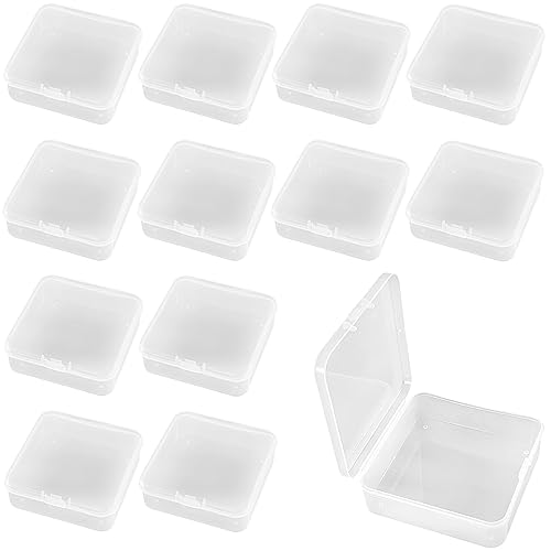 YUNYAN Mini Transparentem Plastikbox 12 Stück Schrauben Sortierbox Aufbewahrungsboxen mit Deckel für Pillen Kleine Perlen Kleinteile Schmuck Bastelzubehor (5.5 * 5.5) von YUNYAN