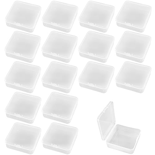 YUNYAN Mini Transparentem Plastikbox 16 Stück Schrauben Sortierbox Aufbewahrungsboxen mit Deckel für Pillen Kleine Perlen Kleinteile Schmuck Bastelzubehor (4.5 * 4.5) von YUNYAN