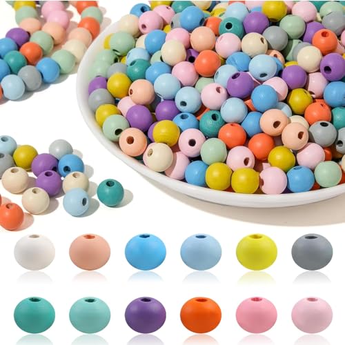 YUNYU 300 Stück lebendige 10 mm runde Perlen mit Löchern – Holzperlen zum Auffädeln – Premium-DIY-Bastelbedarf für Schmuckherstellung, Armbänder und kreative Projekte für Kinder YUNYU 300 Stück lebendige 10 mm runde Perlen mit Löchern – Holzperlen zum Auffädeln – Premium-DIY-Bastelbedarf für Schmuckherstellung, Armbänder und kreative Projekte für Kinder von YUNYU