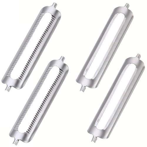 YUNYU 4er-Pack Edelstahl-Ersatzklingen für Schäler für die Küche – 56 mm Piranha-Schälerklingen-Set mit 2 flachen und 2 gezackten Kanten – langlebig, universelle Passform für Obst, Gemüse YUNYU 4er-Pack Edelstahl-Ersatzklingen für Schäler für die Küche – 56 mm Piranha-Schälerklingen-Set mit 2 flachen und 2 gezackten Kanten – langlebig, universelle Passform für Obst, Gemüse von YUNYU