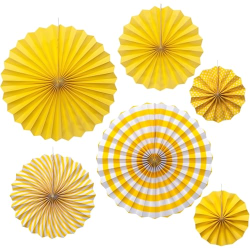Papierfächer-Dekorationsset, Pom-Pom-Deckenventilator, Karneval, Mexikanische Feiertagsdekoration, Geeignet Für Partys Hochzeiten Geburtstage Weihnachten Thanksgiving (Gelb) von YUNZHISHIYE