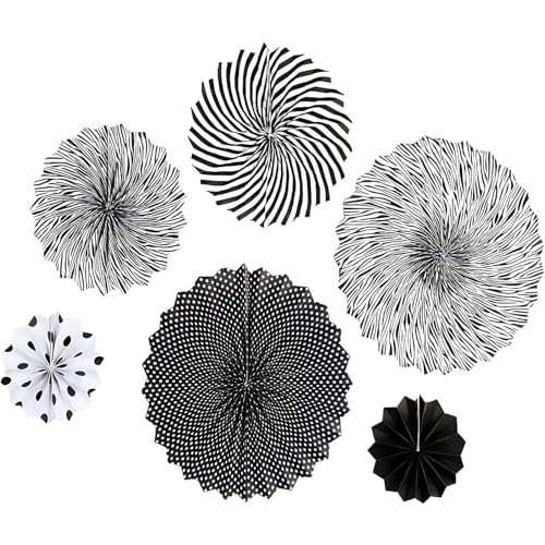 Papierfächer-Dekorationsset, Pom-Pom-Deckenventilator, Karneval, Mexikanische Feiertagsdekoration, Geeignet Für Partys Hochzeiten Geburtstage Weihnachten Thanksgiving (Schwarz) von YUNZHISHIYE