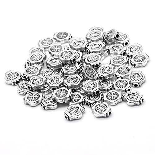 YUOIUX Bead 50 Stück Antike Gold/Antik-Silber Benedikt Runde Lose Perlen Schmuck Religiöser Schmuck Zubehör YUOIUX Bead 50 Stück Antike Gold/Antik-Silber Benedikt Runde Lose Perlen Schmuck Religiöser Schmuck Zubehör von YUOIUX