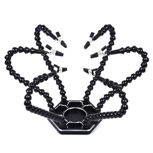 YUOIUX Helping Hands Dritte Hand Lötstation für Leiterplattenhalter, 4 flexible magnetische Arme mit 3-facher LED-Lupe, Schweißwerkzeug von YUOIUX