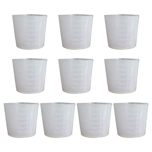 YUOIUX Messbecher, 10 Stück, 30 ml, Harzbecher, Antihaft-Silikon-Becher, wiederverwendbar, Mischbecher mit präziser Skala für Juwelen von YUOIUX
