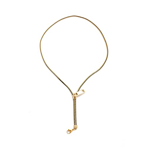 YUOIUX Zipper-Trend-Halskette mit Reißverschluss, Edelstahl, Halskette für Damen und Herren, Statement, goldfarben, Hip-Hop, beliebter Schmuck YUOIUX Zipper-Trend-Halskette mit Reißverschluss, Edelstahl, Halskette für Damen und Herren, Statement, goldfarben, Hip-Hop, beliebter Schmuck von YUOIUX