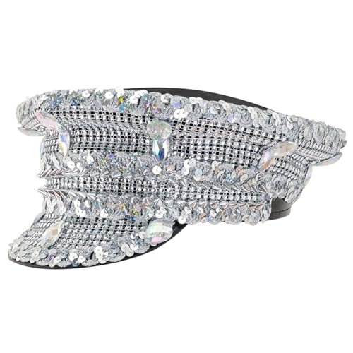 YUOIUX Zylinderhut mit Schmucksteinen, Brauthut, Kapitänshut mit Kristallen, Hut für Hochzeit, Junggesellinnenabschied YUOIUX Zylinderhut mit Schmucksteinen, Brauthut, Kapitänshut mit Kristallen, Hut für Hochzeit, Junggesellinnenabschied von YUOIUX