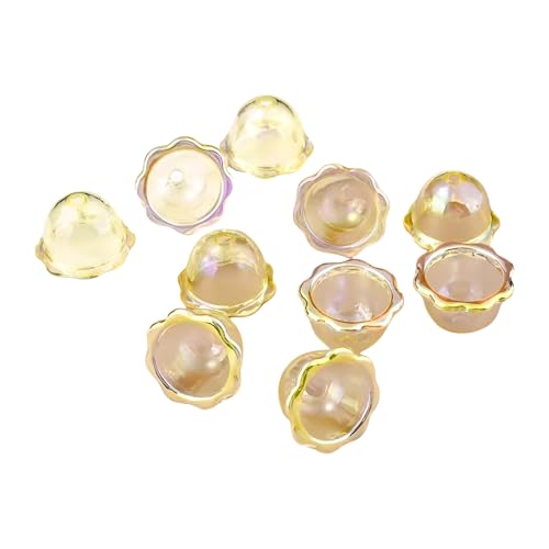YUPEIUKLI 10 Stück Acryl-Perlenkappen mit Mehreren Blütenblättern, Schmuck zur Schmuckherstellung und buntes Windglocken-Zubehör von YUPEIUKLI