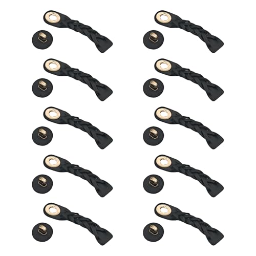 YUPEIUKLI 10 Stück PU-Leder-Pferdeschwanz-Knopf zum Aufnähen, Knebelverschlüsse, Schwarze Mantelschnallen, Nähzubehör für Mäntel, Strickwaren YUPEIUKLI 10 Stück PU-Leder-Pferdeschwanz-Knopf zum Aufnähen, Knebelverschlüsse, Schwarze Mantelschnallen, Nähzubehör für Mäntel, Strickwaren von YUPEIUKLI