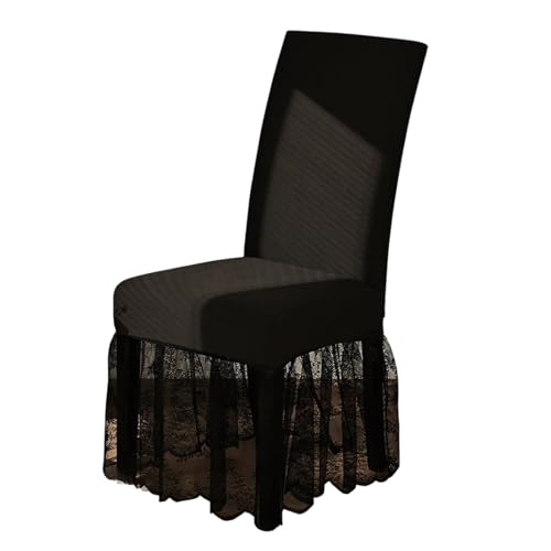 YUPEIUKLI Dehnbare Stuhlhussen aus Milchseide, Stuhlüberzüge mit Rock für Hochzeiten, Bankette und Partys von YUPEIUKLI