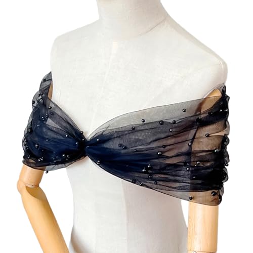 YUPEIUKLI Eleganter, mit Perlen verzierter, transparenter Schal für Brautjungfern und Hochzeitsgäste zur Aufwertung der formellen Kleidung von YUPEIUKLI
