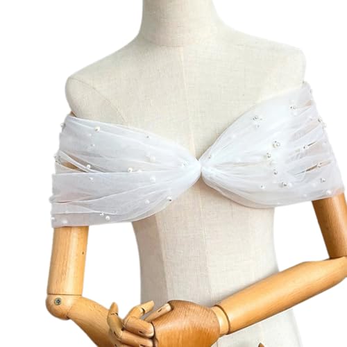 YUPEIUKLI Eleganter, mit Perlen verzierter, transparenter Schal für Brautjungfern und Hochzeitsgäste zur Aufwertung der formellen Kleidung von YUPEIUKLI