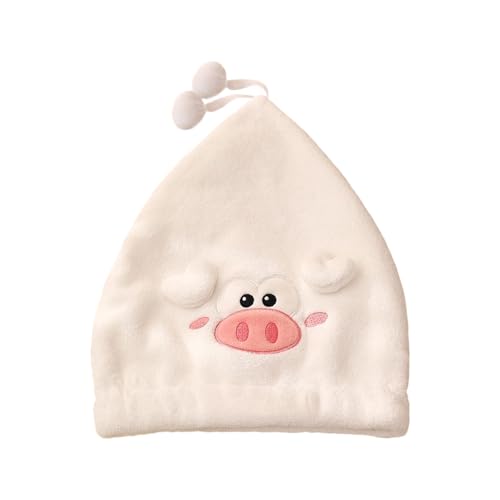 YUPEIUKLI Haartrocknungskappen mit Cartoon-Schweinen, super saugfähig, schnelltrocknend, Korallensamt, Badekappen, Schweinchen-Haarturban, Badezimmer von YUPEIUKLI