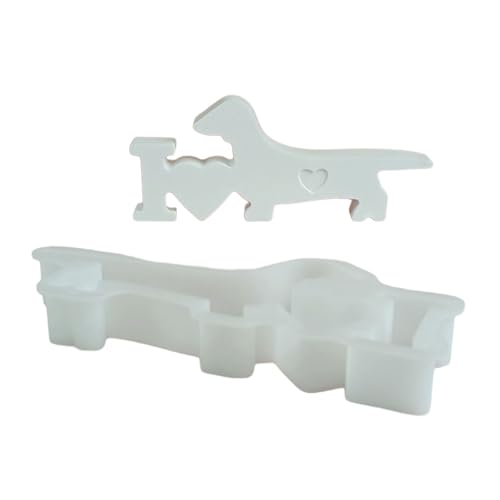 YUPEIUKLI Silikon-Kerzenformen in Form Einer Herz-Welpen-Figur für Kerzen, Seife, Süßigkeiten, Schokolade, temperaturbeständig, Fondant-Silikonformen von YUPEIUKLI