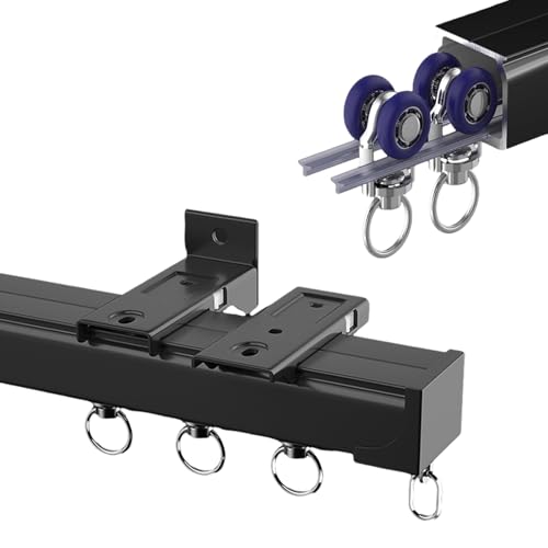 Deckenschiene Robuste Gardinenleisten, Vorhangschiene 1 Läufig, Gardinen für Schienen Aluminium Wand/Hängen Montage, Aluminium Gardinenschiene für Raumteiler, Wohnzimmer, Schlafzimmer, Büro(Frankreich von YUQIWKK
