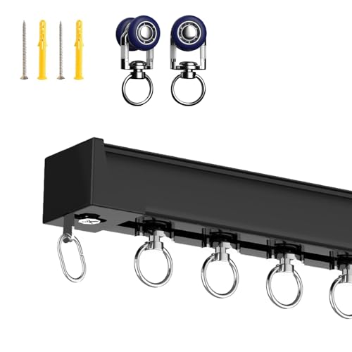 Deckenvorhangschienen (1–6 M), Aluminium-Vorhangschiene mit Decken- Oder Wandmontage, Einläufige Schiene Gardinenschiene System, Ideal für Zuhause, Büro, Fenster, Raumteiler, Trennwand, Vorhang(Frankr von YUQIWKK