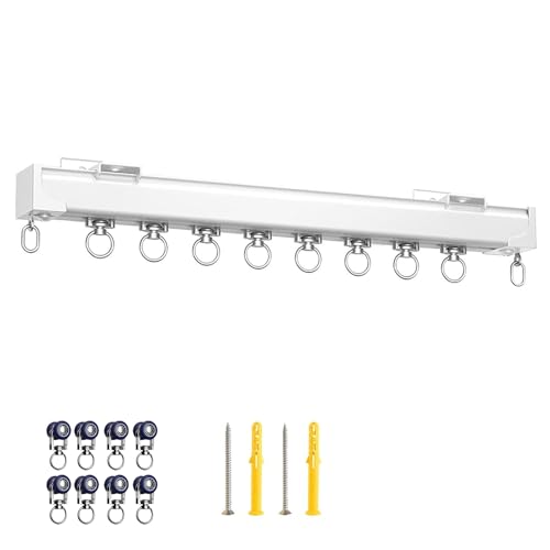Gardinenschiene aus Aluminium, Vorhang Schiene 50–600 cm, 2mm Verdickt Hochbelastbare Schienen, Aluminium-Vorhangschienen und Beschläge, Decken- Oder Wandmontage, Weiß/Schwarz/Champagner(Weiß,80cm(2.6 Gardinenschiene aus Aluminium, Vorhang Schiene 50–600 cm, 2mm Verdickt Hochbelastbare Schienen, Aluminium-Vorhangschienen und Beschläge, Decken- Oder Wandmontage, Weiß/Schwarz/Champagner(Weiß,80cm(2.6 von YUQIWKK