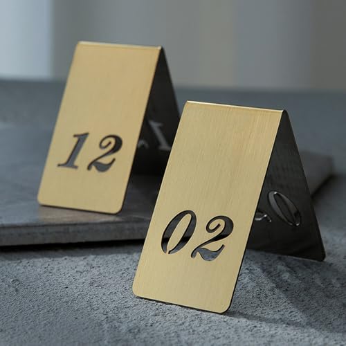 Tischnummern - Zeltstil, Wedding Tischnummern, Tischnummern Stapelbar, Doppelseitig Nummeriertes Edelstahl Tischschild Restaurant Hochzeits Sitzkarte Für Cafés, Bars, Restaurants, Hotels(1-30) von YUQIWKK