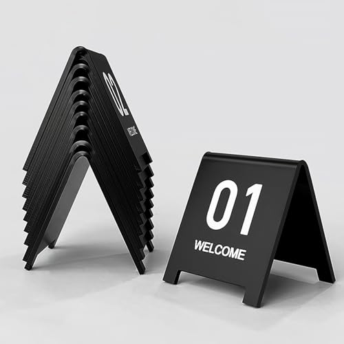 YUQIWKK Acryl Tischnummern Ständer Schilder - Stapelbar, Robust, Praktisch Tisch Schilder, Tischnummern Hochzeit Sitzplan Tischkarten Nummer Für, Bankett, Service, Restaurants und Bars(Black-6CM,1-5) von YUQIWKK
