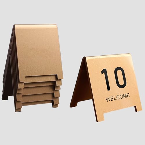 YUQIWKK Acryl Tischnummern Ständer Schilder - Stapelbar, Robust, Praktisch Tisch Schilder, Tischnummern Hochzeit Sitzplan Tischkarten Nummer Für, Bankett, Service, Restaurants und Bars(Gold-6CM,1-5) von YUQIWKK