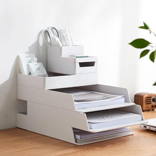 Stapelbarer Schreibtisch-Organizer, A4-Papierhalter, Schreibtisch-Aufbewahrung, ordentliche Schreibwaren, Dokumentenaufbewahrung, Stifthalter, multifunktionale Briefablage Stapelbarer Schreibtisch-Organizer, A4-Papierhalter, Schreibtisch-Aufbewahrung, ordentliche Schreibwaren, Dokumentenaufbewahrung, Stifthalter, multifunktionale Briefablage von YURRO