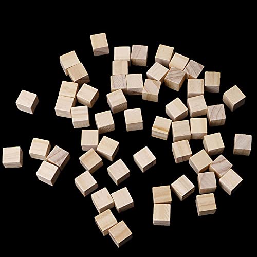 YUSHU - 50 Stück 10 mm quadratische Holzblöcke – Mini-Würfel, Verzierung – für Holzarbeiten, Basteln – festliche Party- und Urlaubsdekoration – Machen Sie personalisierte Alphabet-Blöcke von Yushu