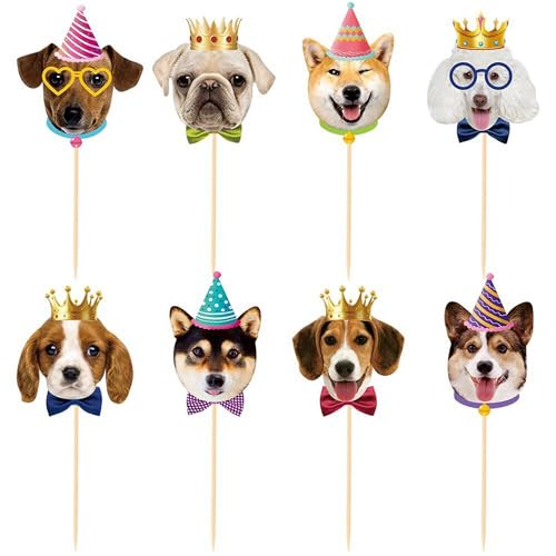 Cake Deko Hund 24 Stück Kuchen Deko Hunde Cute Geburtstagstorte Deko Hund Tier Torten Topper Für Geburtstagsdeko, Themenparty, Babyshowerparty (B) von YUSHWENPTY