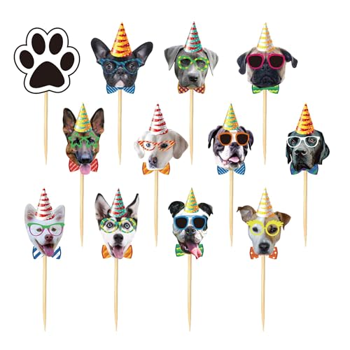 Cake Deko Hund 24 Stück Kuchen Deko Hunde Cute Geburtstagstorte Deko Hund Tier Torten Topper Für Geburtstagsdeko, Themenparty, Babyshowerparty (D) von YUSHWENPTY