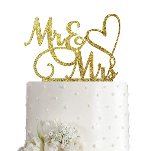 Tortendekoration Goldene Hochzeit, Mr & Mrs Deko Kuchen Wedding Cake Topper Acryl Hochzeitstorte Dekoration Brautpaa für Hochzeitsfeier, Jubiläum, Wedding Party Tortendekoration Goldene Hochzeit, Mr & Mrs Deko Kuchen Wedding Cake Topper Acryl Hochzeitstorte Dekoration Brautpaa für Hochzeitsfeier, Jubiläum, Wedding Party von YUSHWENPTY