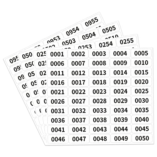 0001~1000 Zahlen Aufkleber YUTOU Konsekutiv Nummer Etikette Aufkleber Selbstklebende Nummerierte Etiketten Wasserdichte Nummer Aufkleber Nummern Aufkleber, 4 × 2 cm von YUTOU