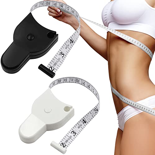 2 Stück Maßband Körper YUTOU Einziehbares Massband Körper, Körpermaßband, Schneidermaßband für Messen von Länge Brust Taille und Nähen Stoff, Doppelter Skala Maßband 150cm & 60Zoll (Schwarz, Weiß) von YUTOU