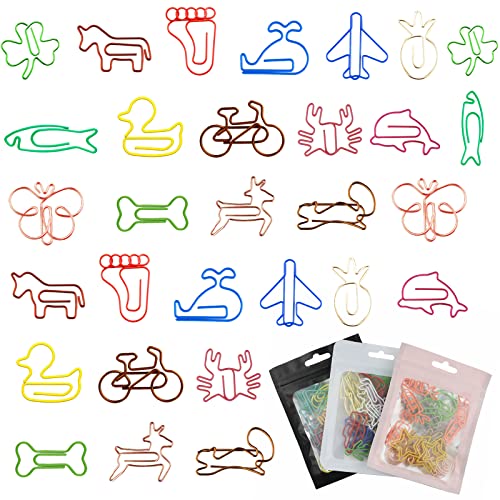 30 Stück Büroklammern YUTOU Cartoon Bunte Tier Design Büroklammern Metall Paper Clips Lesezeichen Kreative Design Büroklammern für Lesezeichen Büro Schule Notebook (Stil Zufällig) von YUTOU