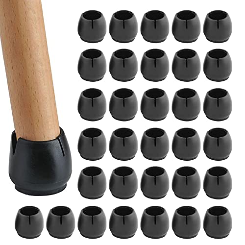 32 Stück Stuhlbeinkappen Rund YUTOU Schwarz PVC Stuhlkappen mit Filzunterlage Rund Tische und Stühle fuß Protektoren Möbelbein Schutz für Durchmesser 12-16 mm Runde Beine von YUTOU