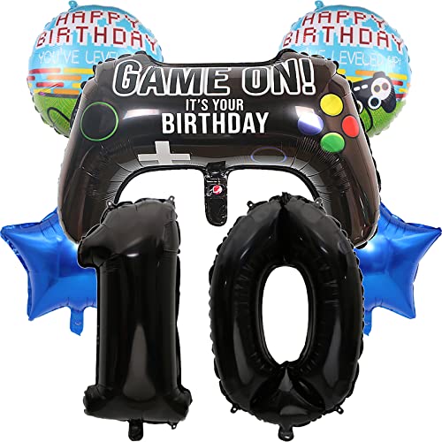 Große Gamer Luftballon Set YUTOU 32" Zahl 10 Zahlen-Ballon Schwarz, 10. Geburtstag Deko für Junge, Birthday Gamepad Folienluftballon, Gamer Ballons für Kinder Videospiel Thema Party Zubehör (Num-10) Große Gamer Luftballon Set YUTOU 32" Zahl 10 Zahlen-Ballon Schwarz, 10. Geburtstag Deko für Junge, Birthday Gamepad Folienluftballon, Gamer Ballons für Kinder Videospiel Thema Party Zubehör (Num-10) von YUTOU