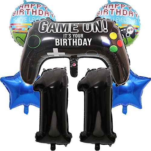 Große Gamer Luftballon Set YUTOU 32" Zahl 11 Zahlen-Ballon Schwarz, 11. Geburtstag Deko für Junge, Birthday Gamepad Folienluftballon, Gamer Ballons für Kinder Videospiel Thema Party Zubehör (Num-11) Große Gamer Luftballon Set YUTOU 32" Zahl 11 Zahlen-Ballon Schwarz, 11. Geburtstag Deko für Junge, Birthday Gamepad Folienluftballon, Gamer Ballons für Kinder Videospiel Thema Party Zubehör (Num-11) von YUTOU