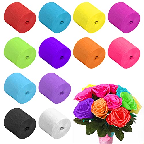 YUTOU 12 Rollen Krepppapier Bunt 12 Farben Regenbogen Krepppapier Band Bunt Kreppbänder Deko DIY Papier Streamer Luftschlangen für Hochzeit Taufe Party Geburtstag Weihnachten Dekoration (3.5cm*10m) von YUTOU