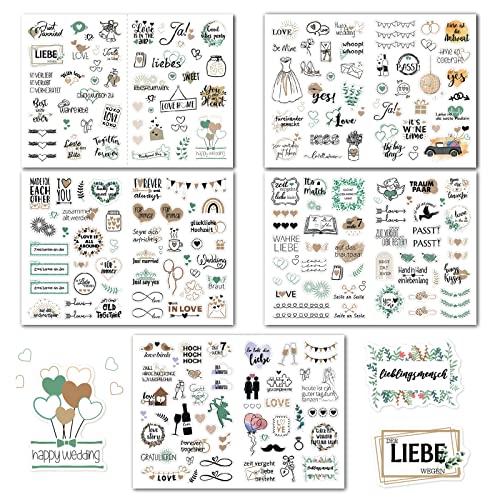 Aufkleber Hochzeit (266 Motive) YUTOU Sticker Hochzeit Gästebuch Fotoalbum Aufkleber Hochzeitsaufkleber Liebesaufkleber Hochzeit deko Love Stickers für Hochzeitsbuch Scrapbook Bullet Journal von YUTOU