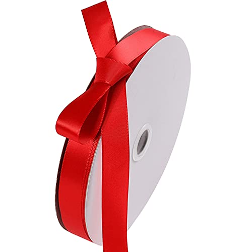 YUTOU Satinband Rot 10mm × 91m Glänzendes Geschenkband Rot Schleifenband Satin Band Doppelsatinband für Dekoband für Geschenke Geschenkverpackung Hochzeit Band von YUTOU