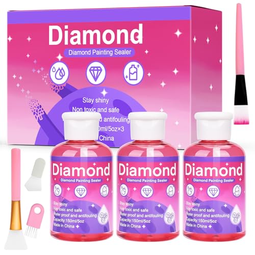 YUTUY Diamond Painting Versiegelung 3x150ml (Mit Pinsel), Zubehör Dauerhaft Geschützt, Transparenter Kleber - Für Strahlend Glitzernde Bilder von YUTUY