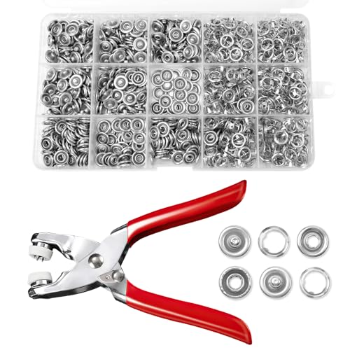 YUUTIAL Druckknopf Set mit Zange,200 Sätze Druckknöpfe Metall mit Zange,Druckknöpfe Verschlüsse Satz Nein Nähen für DIY Basteln Kinderbekleidung,Kleidung Taschen, Handgemaakt (silbrig) von YUUTIAL