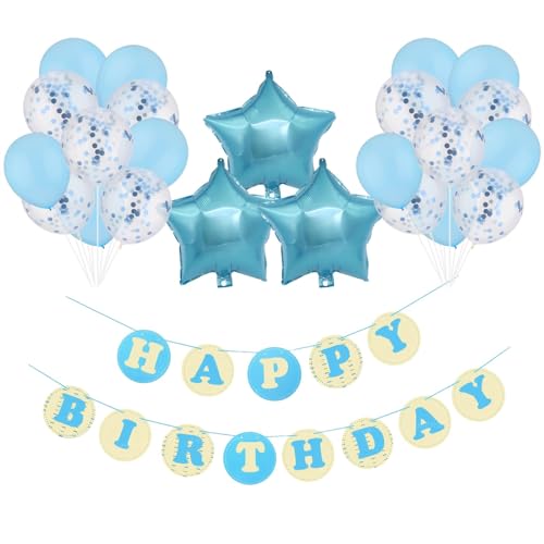 Blau Luftballons Geburtstag Dekoration Set,Deko Geburtstag Blau,Blau Geburtstagsdeko Happy Birthday Deko Girlande Für Babyparty Deko, Geburtstagsdeko Für Frauen Und Männer Geburtstagsparty von YUWJOOWEE